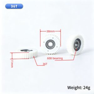 36‑Tooth Nylon Gear for E‑Bike Hub Motor ∅38×11mm, 608 Bearing, Circlip Included