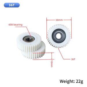 36‑Tooth Nylon Gear for E‑Bike Hub Motor ∅38×10mm, 608 Bearing, Circlip Included