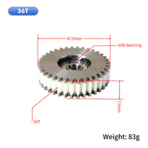 36‑Tooth Plastic‑steel Gear for E‑Bike Hub Motor, ∅47.5×13mm, 608 Bearing with Circlip