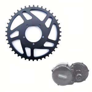 42T Narrow‑Wide Aluminum Chainring for Bafang BBS01 BBS02 G340 Mid‑Drive Motor, 6061‑T6 CNC Machined Anti‑Drop Chain Ebike Chain Ring