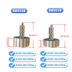 E-bike Motor Rotor with Gear Shaft for Bafang BBS01B BBS02B Mid Drive Motor, 16 Magnet Poles Replacement Rotor