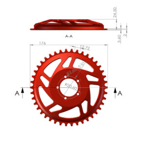 Bafang BBSHD Chainring 42T, 6061-T6 7075 Aluminum Alloy Single Chain Wheel for BBSHD Mid Drive Ebike Motor, Black Blue Red Colors Optional