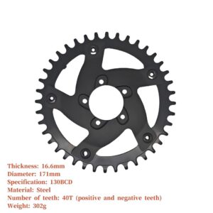 Bafang BBSHD 130BCD 40T Chain Wheel Sprocket, 7075 Aluminum Spider‑Steel Chainring Adapter for High‑Torque Mid‑Drive Ebike