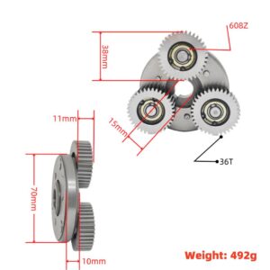 36T All‑Steel Planetary Gear Clutch Assembly with 608Z Bearings, 70mm Base for Bafang RM G010 SWXH SWXK Outer‑Rotor 250W 350W Geared Hub Motor, Ebike Upgrade Repair Spare Part