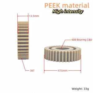 Bafang PEEK 36T Hub Motor Gear with 608 Bearing, 47.5×13.5mm, Replacement Gear for Bafang G063 G062 G020 SWX02 Ebike Hub Motor