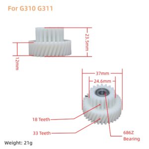 23.5mm Double Layer Nylon Gear 18T+33T Helical Planetary Gear for Bafang G310 G311 Hub Motor, Complete Repair Kit with Bearings & Washers