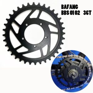 Bafang BBS01 BBS02 Aluminum Chainring, 36T 38T Direct‑Mount Single Chainwheel for BBS01 BBS02 Mid‑Drive E‑Bike Motor Replacement Spare Part
