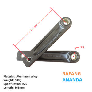 ISIS 165mm Forged Aluminum Crank Arm Set, ISIS‑Spline Ebike Replacement Cranks for Bafang & Ananda Mid‑Drive E‑Bike Motor Spare Part