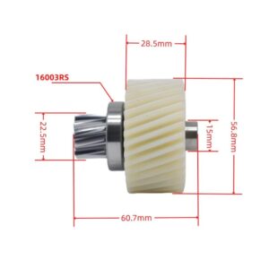 TSDZ16 Nylon Helical Gear Assembly with 16003RS Bearing, Replacement Gear Kit for Tongsheng TSDZ16 Mid-Drive E-Bike Motor Repair Spare Part